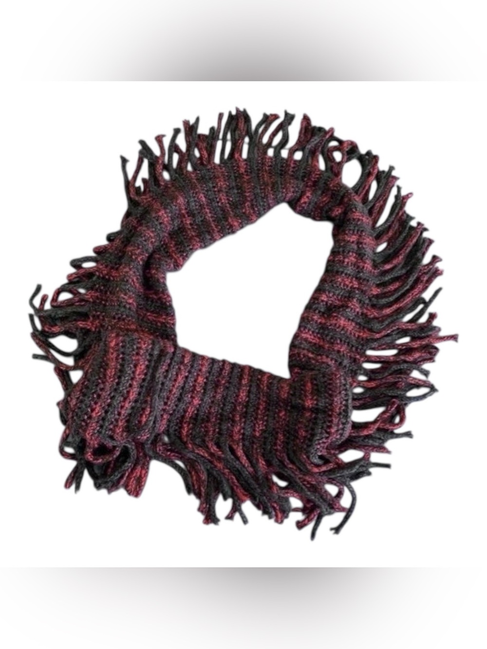 Red & Navy Fringed Infinity Scarf